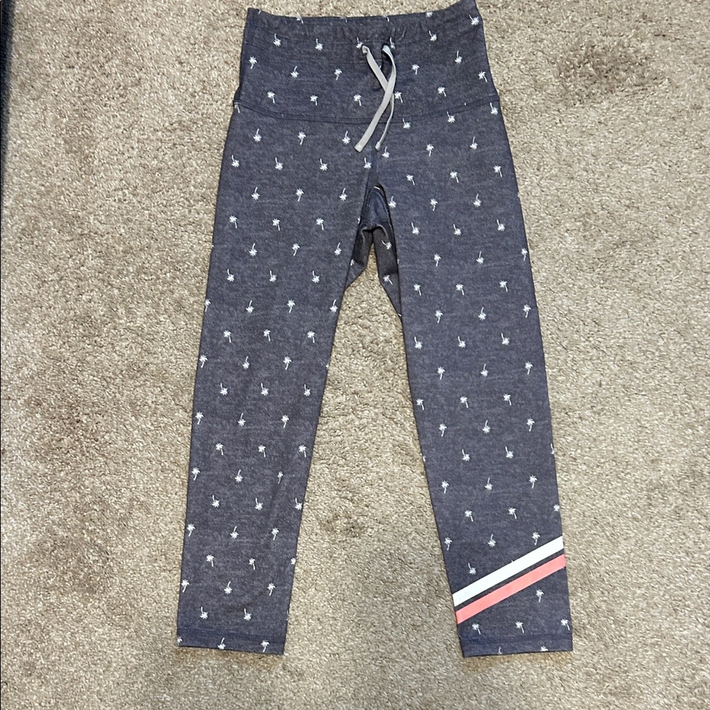Old Navy Gray Patterned Leggings with Stripe Detail